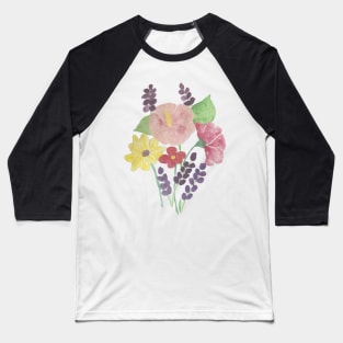 watercolour pink flowers watercolor purple flowers pink and purple flowers Baseball T-Shirt